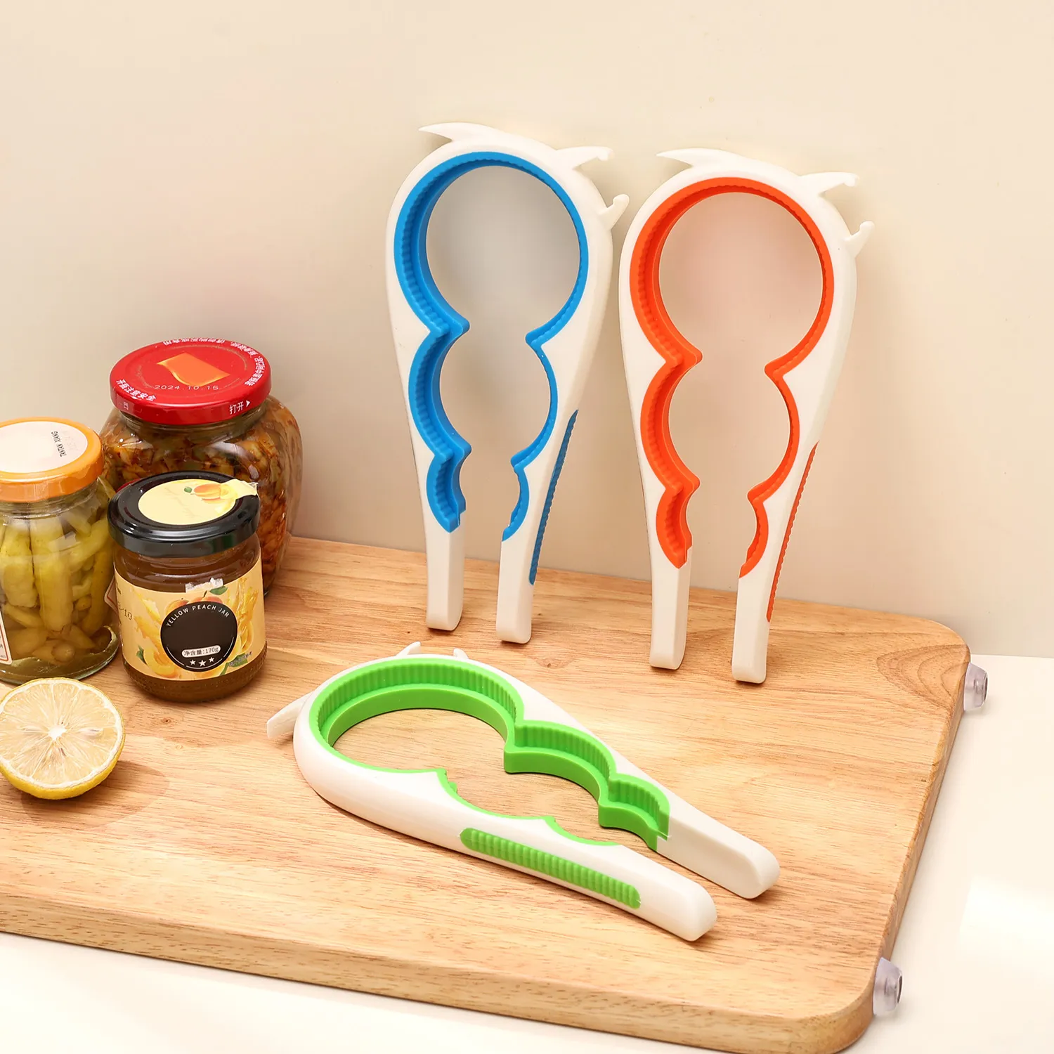 Apribottiglie Apriscatole Manuale Multifunzionale Utensile da Cucina in Plastica Portatile Impugnatura Antiscivolo