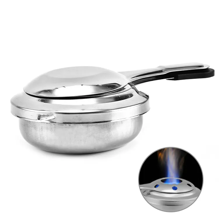 Réchaud à Alcool Portable en Acier Inoxydable Mini Chauffage pour Bouillir le Thé en Plein Air Maison Hôtel Brûleur Ustensiles