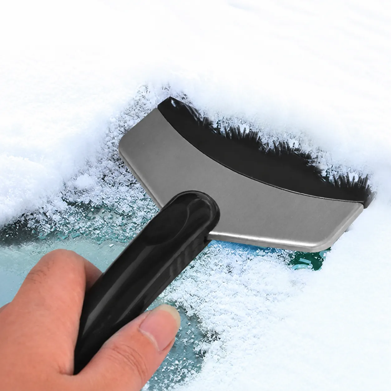 Rascador de Hielo para Coche de Acero Inoxidable Descongelador de Ventana Pala de Nieve Herramienta de Eliminación de Nieve