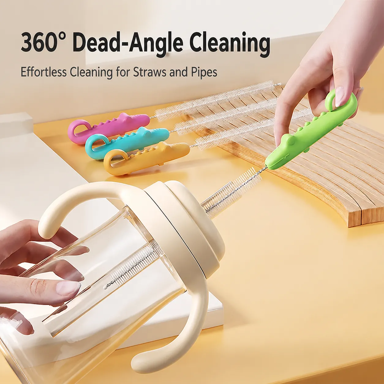 Silicone Straw Cleaning Brush Long Handle Flexible Pipe Cleaner Baby Bottle Brush Cleaning Tool For Home Kitchen