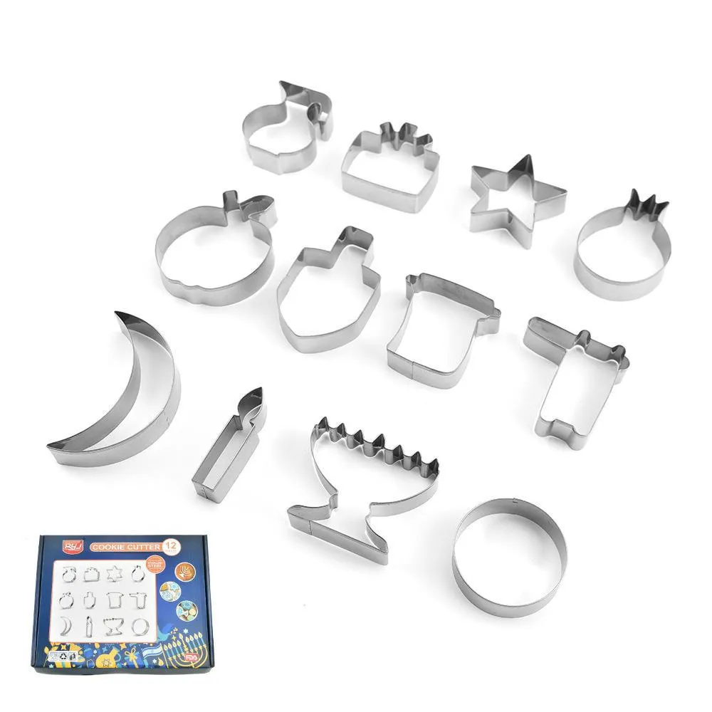 Stainless Steel Hanukkah Cookie Cutter Set Metal Biscuit Mold DIY Baking Pastry Tools For Kitchen Party Baking