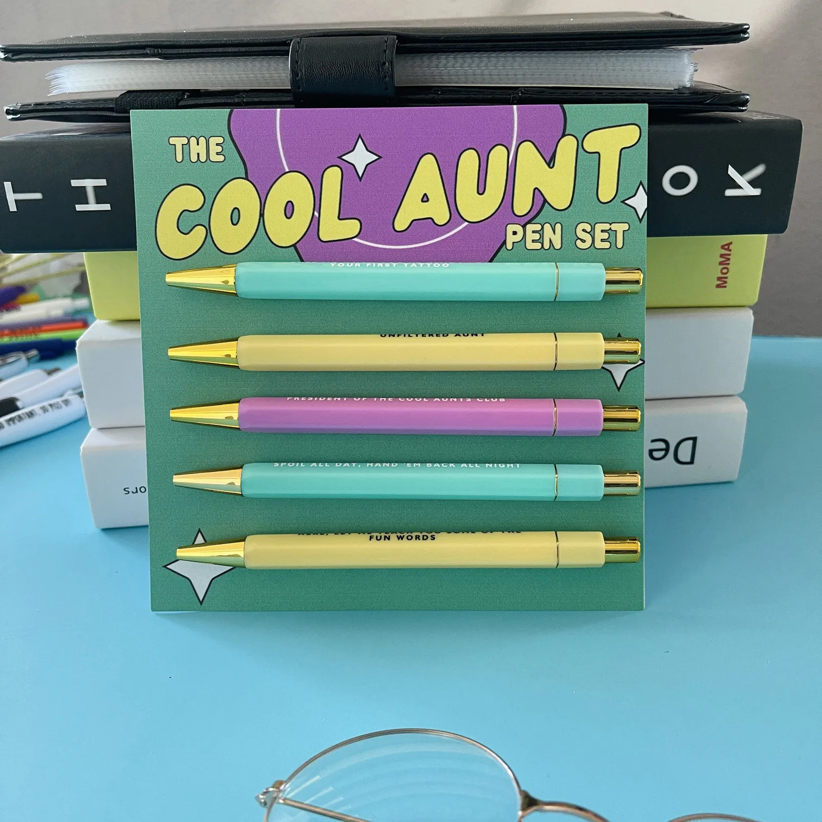 Στυλό Διαρκείας Θέμα Cool Aunt Χαριτωμένα Αστεία Σλόγκαν Αναδιπλούμενα Στυλό Γραφής Με Πακέτο Χάρτινης Κάρτας Γραφείο Σχολείο