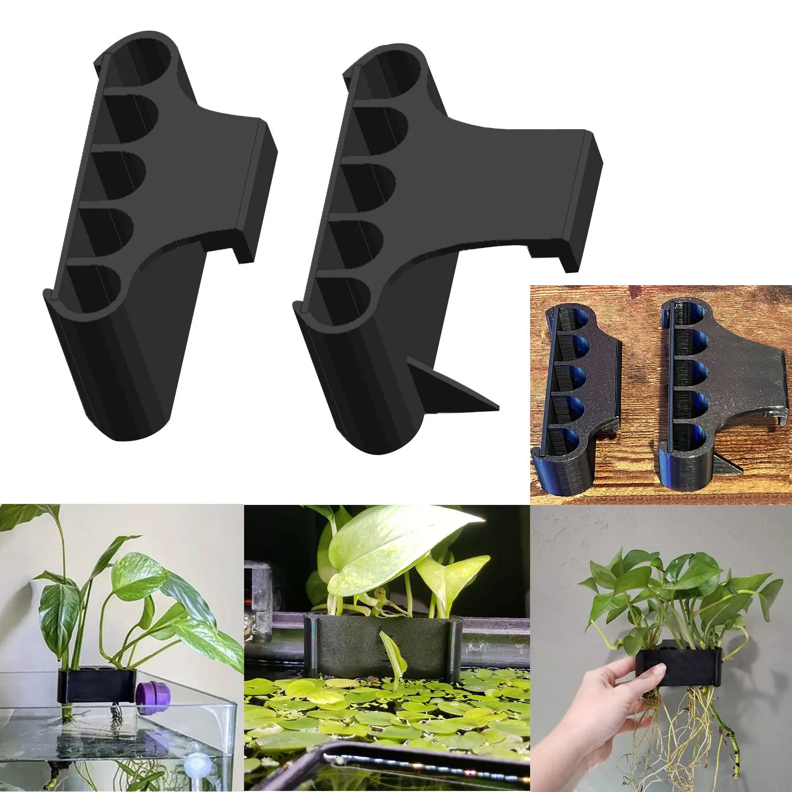Fish Tank Plant Holder Plastic Aquarium Hanging Aquatic Plant Pot Multi-Hole Hydroponic Planter Fish Tank Accessories