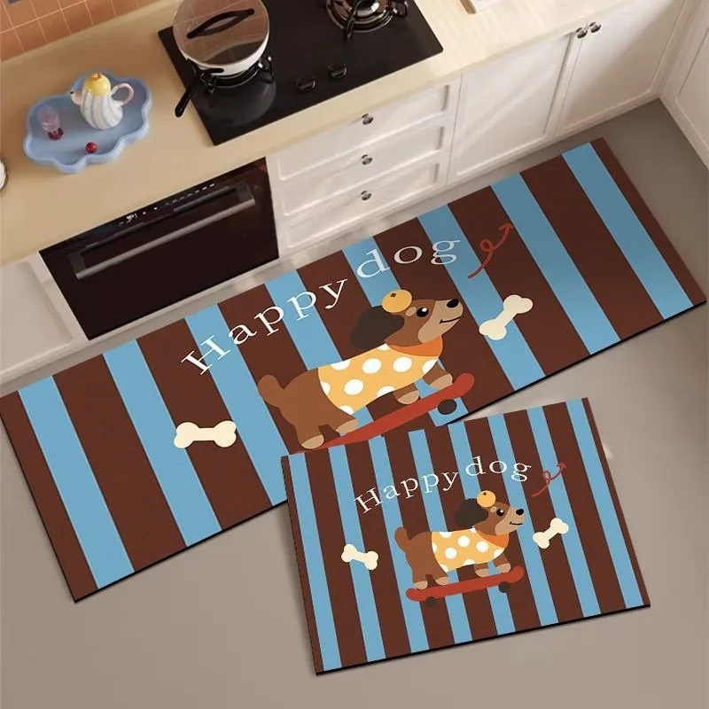 Tappetino da Cucina con Cartone Animato di Bassotto Carino Antiscivolo Assorbente Asciugatura Rapida Lavabile per Decorazione Casa Cucina Camera da Letto