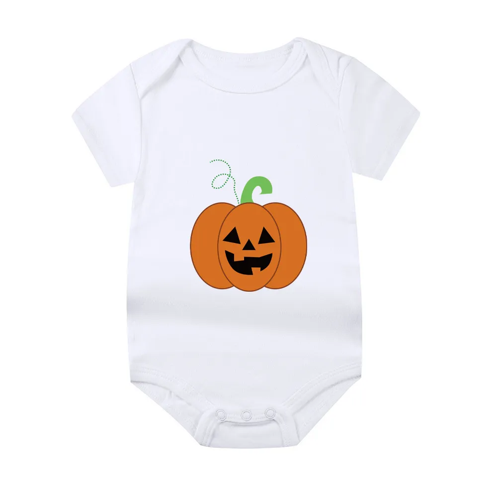 Newborn Baby Halloween Cotton Romper Cute Cartoon Print Infant Short Sleeve Bodysuit Baby Boys Girls Festival Clothes
