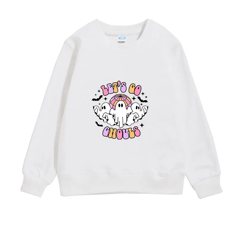 Kids Adults Halloween Sweatshirt Long Sleeve Crew Neck Pullover Cute Ghost Pumpkin Spooky Graphic Top