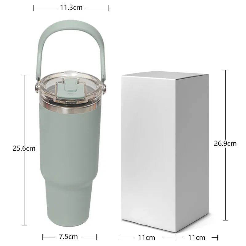 Large Capacity Stainless Steel Insulated Tumbler With Handle And Straw Lid Vacuum Travel Car Water Bottle For Outdoor Sports