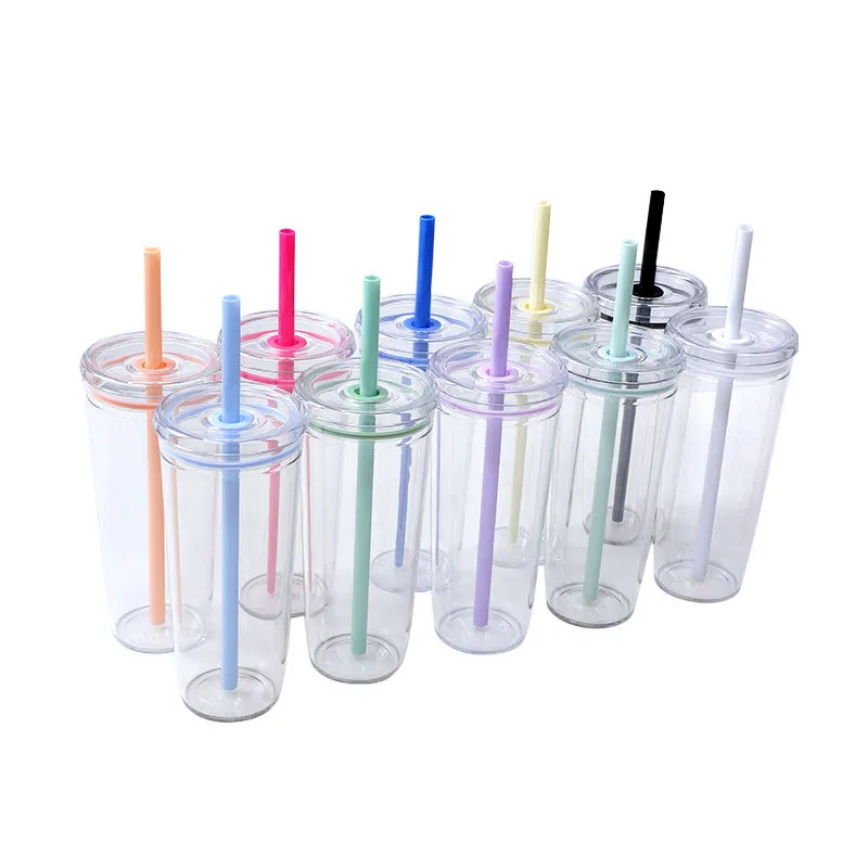 Klarer Tritan Strohhalm Becher Tragbare Plastik Wasserflasche Minimalistischer Tumbler Mit Deckel Und Strohhalm Für Reise Büro