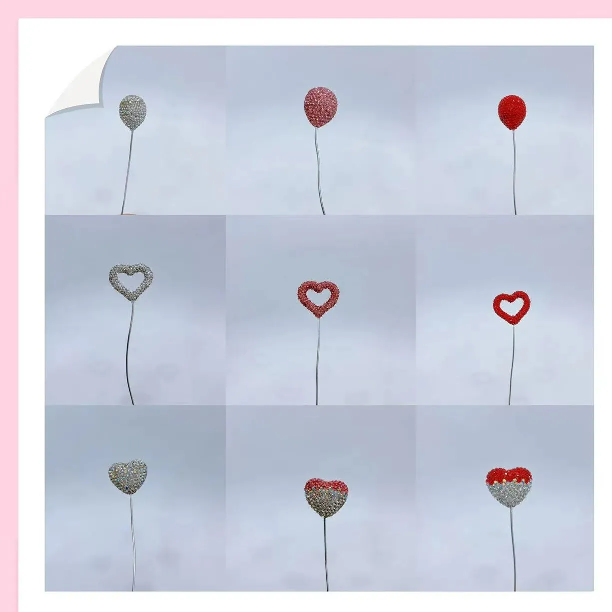 Sparkling Rhinestone Balloon Car Ornament Crystal Heart Shape Auto Interior Decor Sparkling Diamond Dashboard Accessories