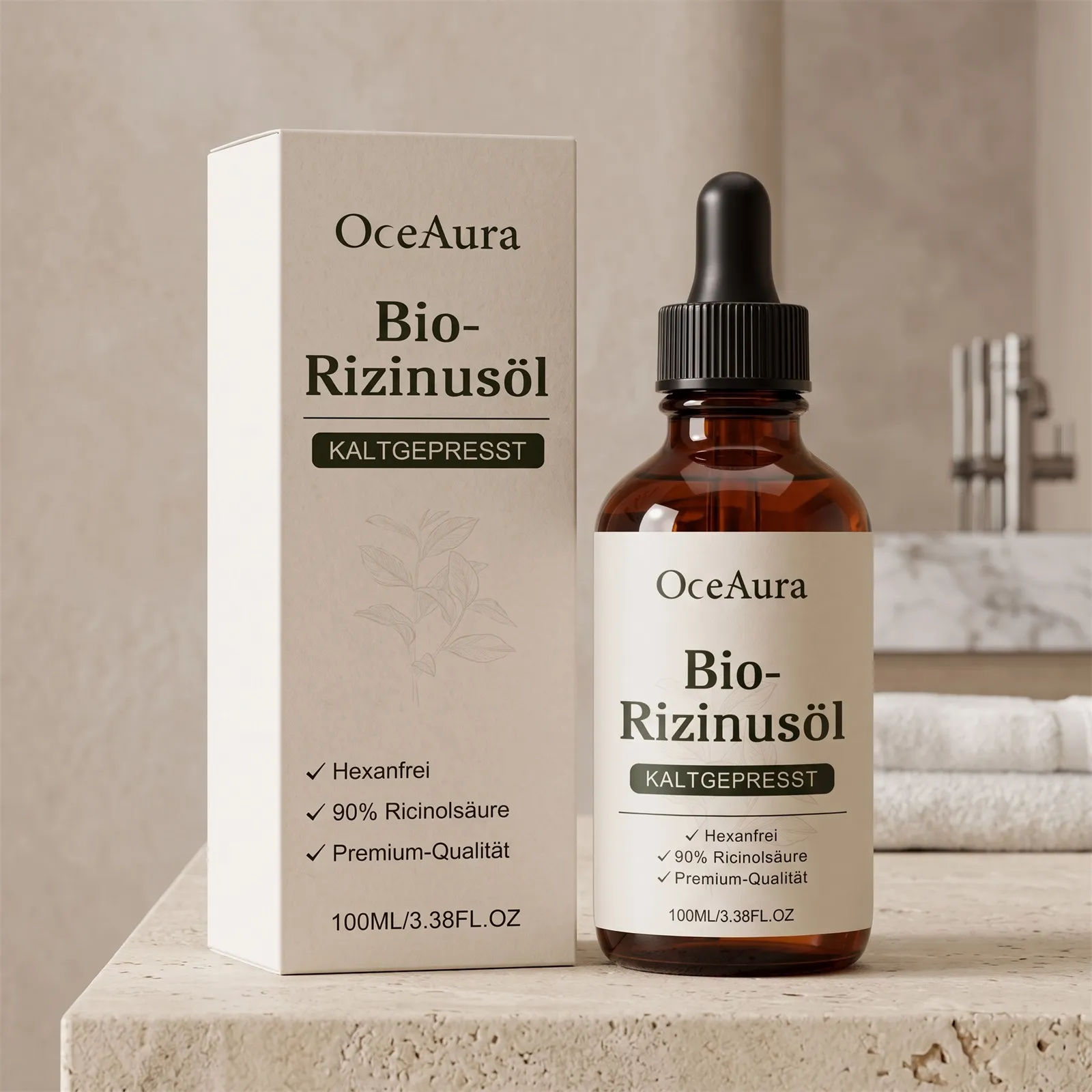 Huile de Ricin Biologique Pressée à Froid Pure Hydratante Huile de Massage Corporel pour Hydratation Quotidienne Douce