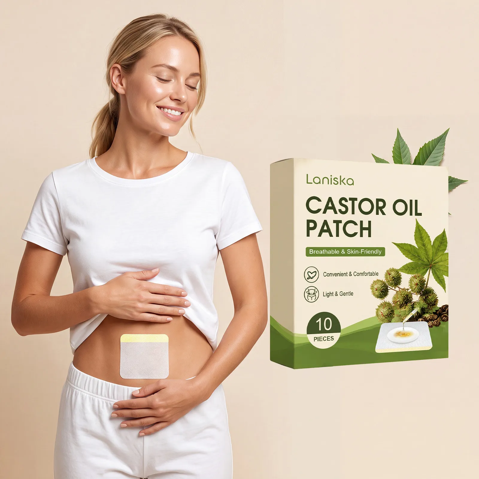 Patch Corps à l'Huile de Ricin Extrait Végétal Naturel Soin de la Peau Nourrissant Respirant Confortable Tissu Non Tissé