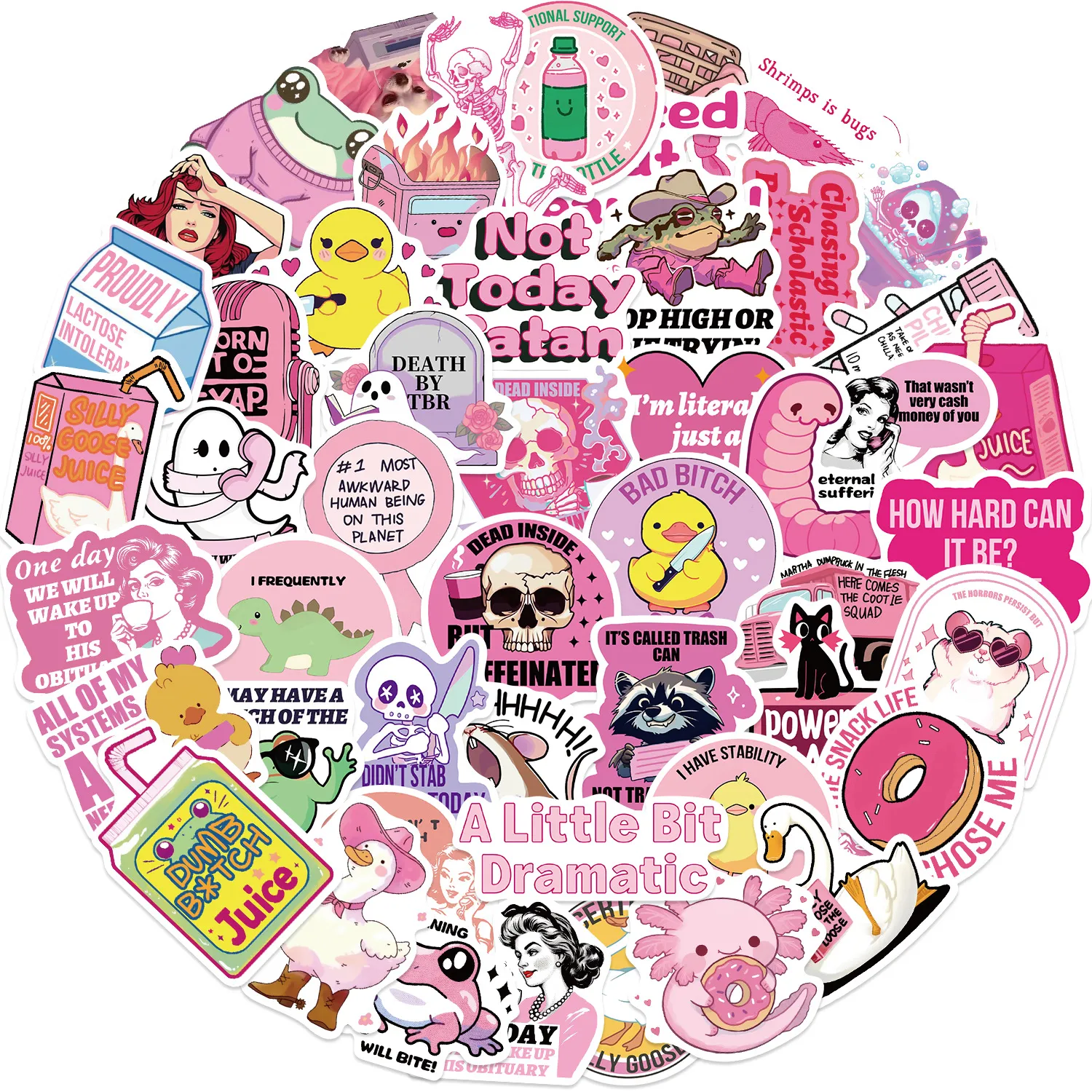 Roze Grappige Stickers Waterdichte Cartoon Graffiti Stickers Voor Dagboek Ipad Telefoonhoesje Laptop Beker Decoratieve Stickers