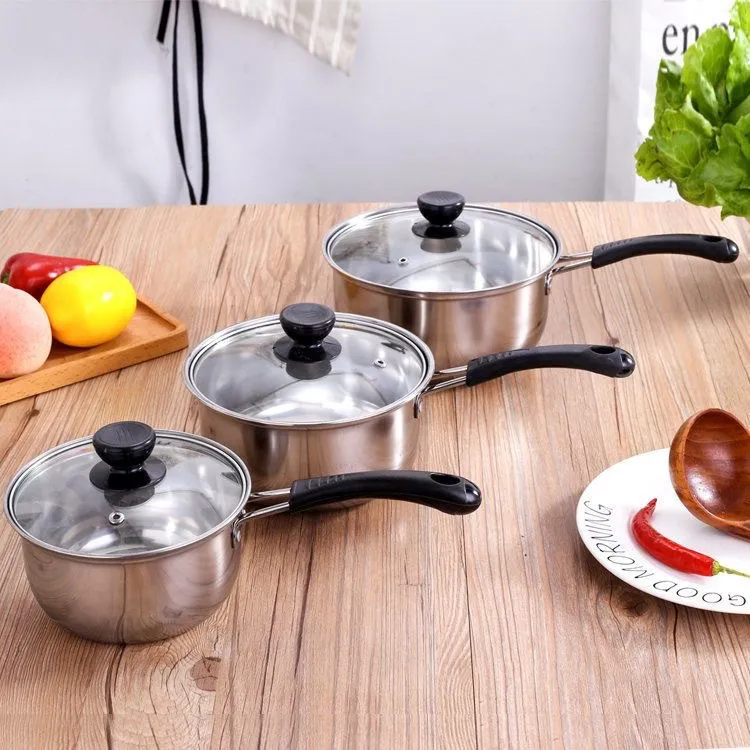 Stainless Steel Soup Pot Korean Style Cookware With Glass Lid And Single Handle Multi-Functional Kitchen Stock Pot