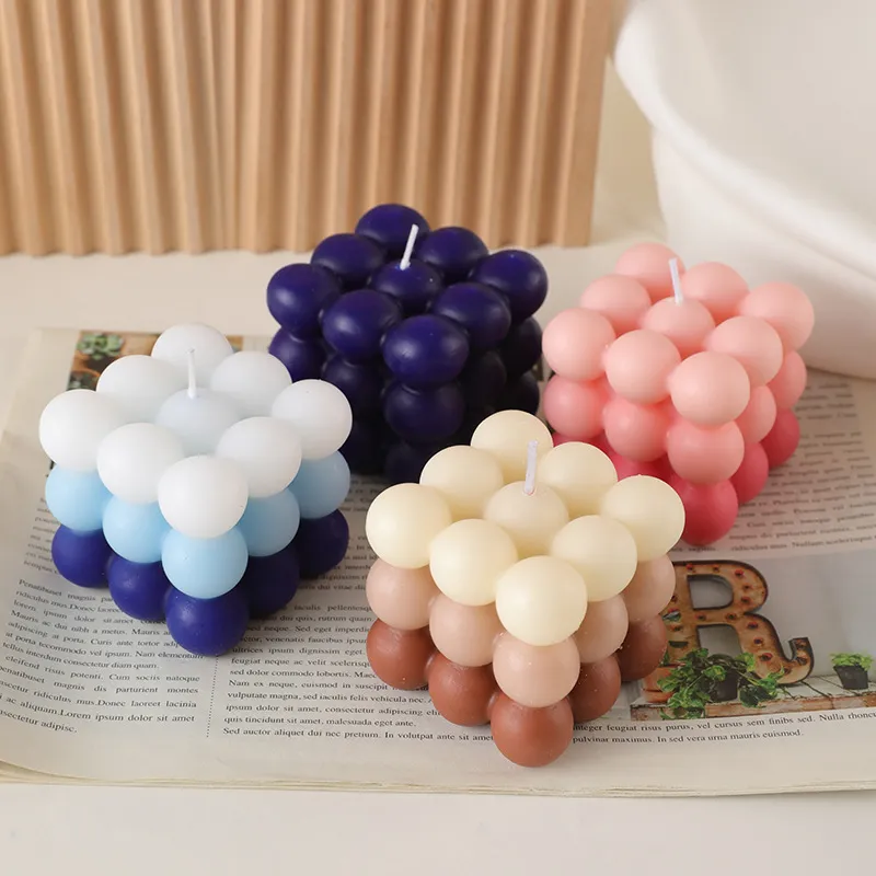Gradient Cube Bubble Scented Candle Soy Wax Aesthetic Aromatherapy Candle For Home Decor Photography Props Gift