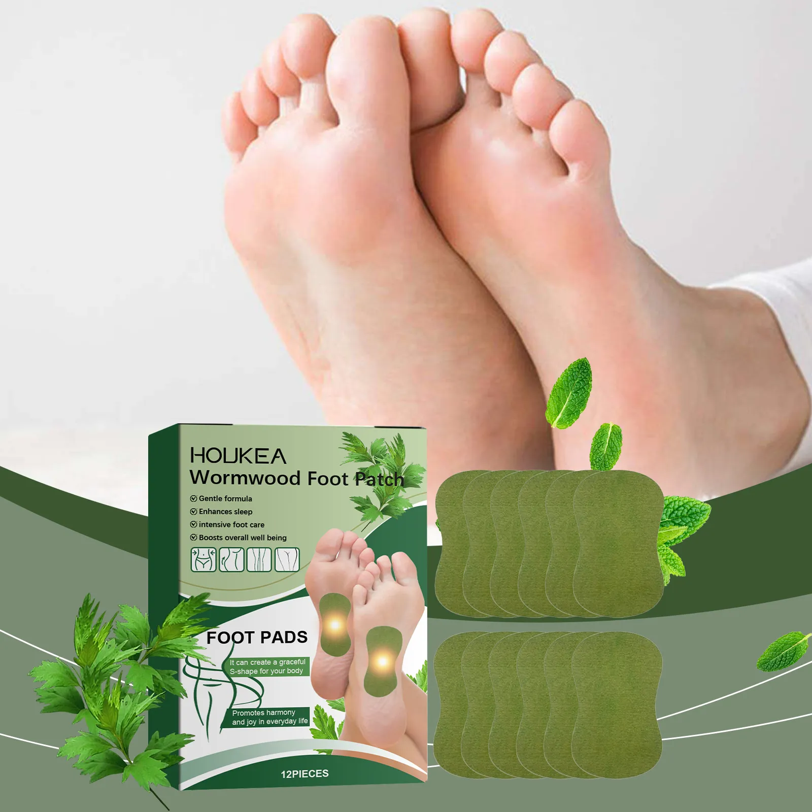 Wormwood Foot Patch Bamboo Vinegar Gentle Nourishing Foot Care Pad Herbal Extract Relaxing Body Care Foot Care Pad