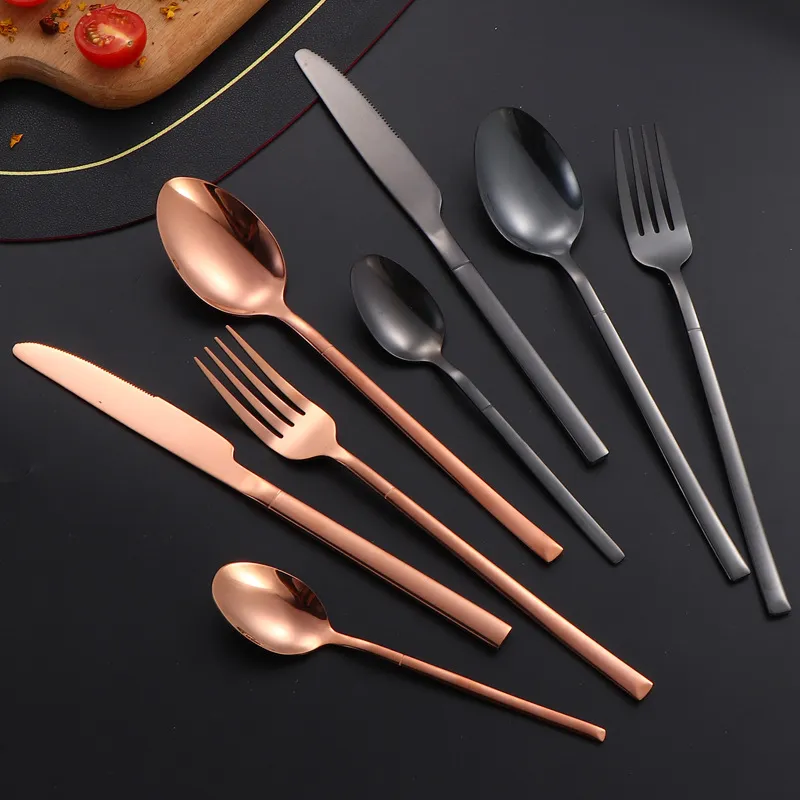 Juego de Cubiertos Occidentales de Acero Inoxidable Cuchillo de Steak Tenedor Cuchara Vajilla de Cocina