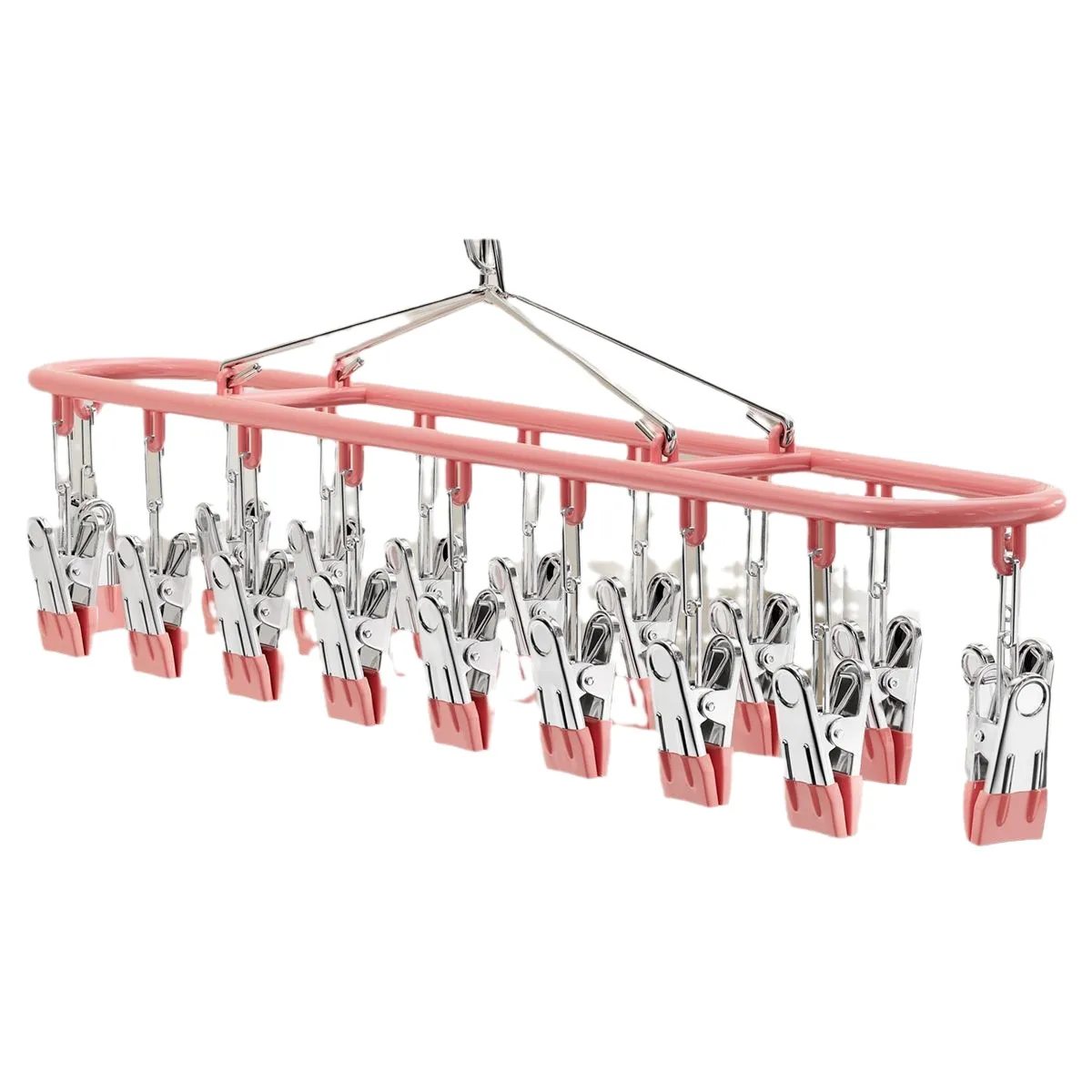 Stainless Steel Sock Drying Rack Multi Clip Windproof Laundry Hanger For Underwear Socks Household Storage Organizer
