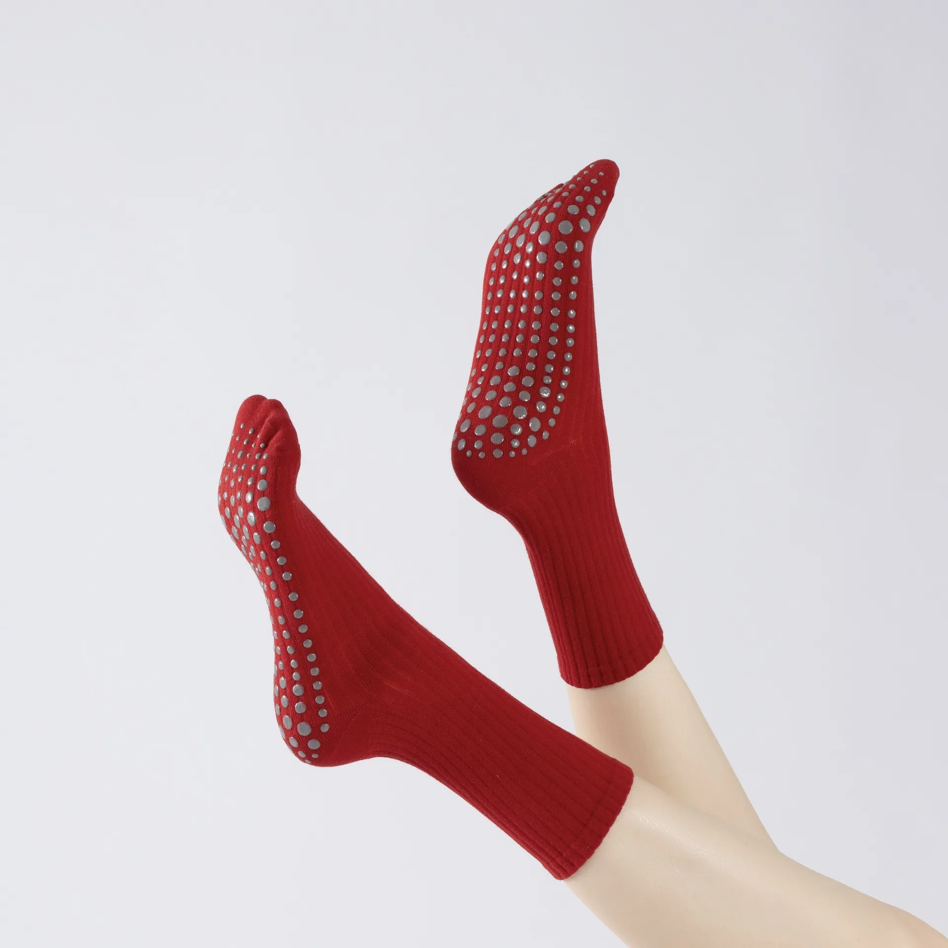 Calcetines de Yoga Antideslizantes para Mujer Mezcla de Algodón Transpirable Calcetines de Pilates Deportivos para Fitness Hogar Uso Diario