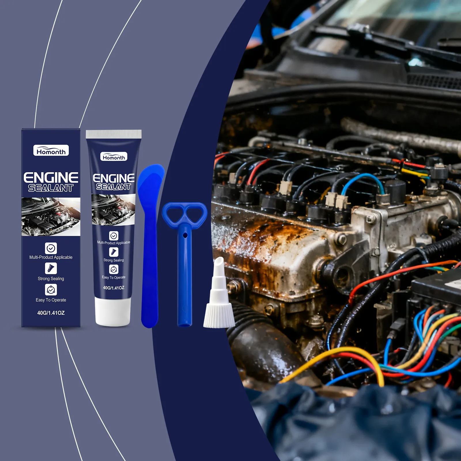 Mastic d'Étanchéité pour Moteur Automobile Kit d'Outils de Réparation Adhésif Résistant à la Haute Température Imperméable pour Voiture Moto
