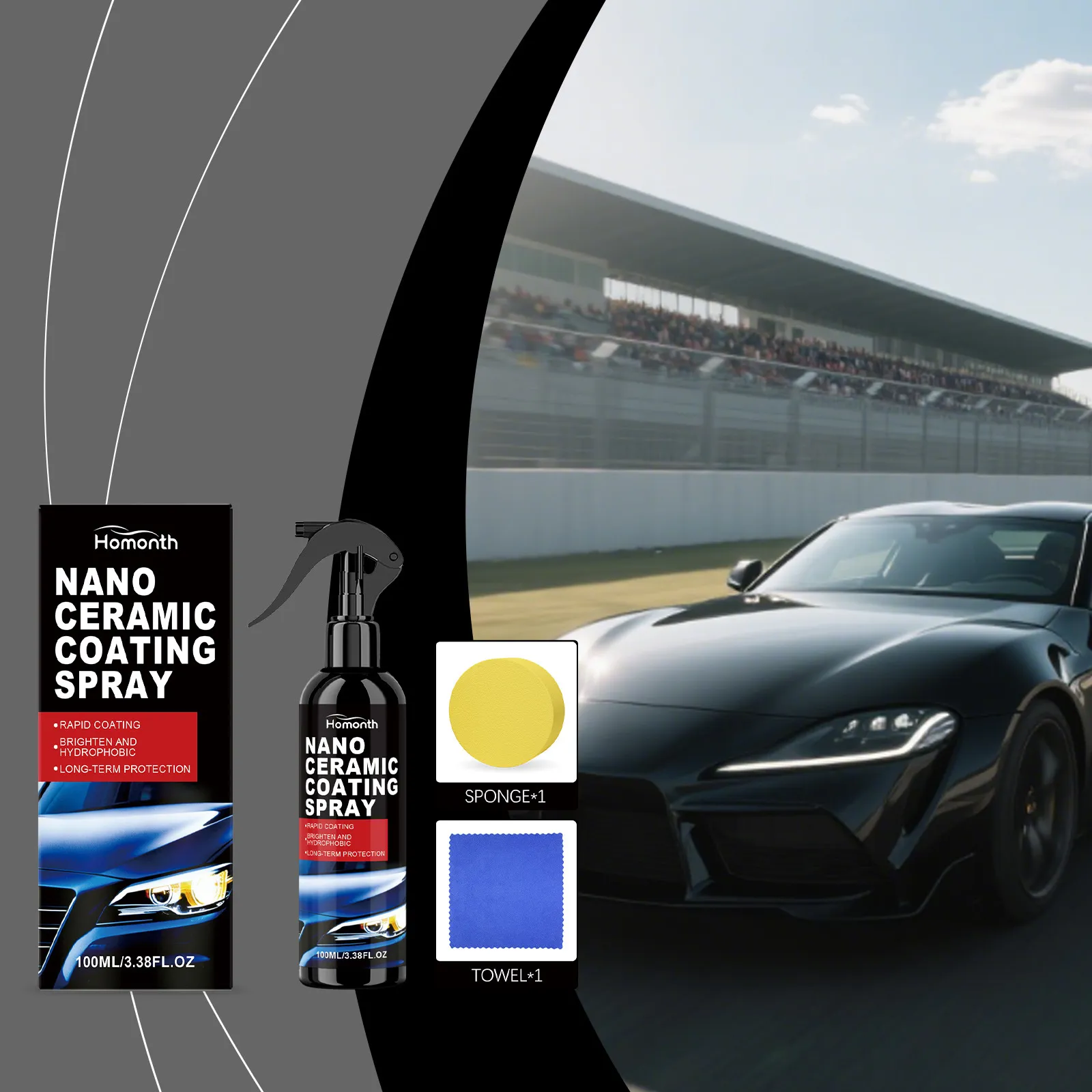 Auto Keramische Coating Spray Kit Lak Kras Reparatie Hydrofoob Polijstmiddel met Spons en Microvezeldoek voor Autoverzorging
