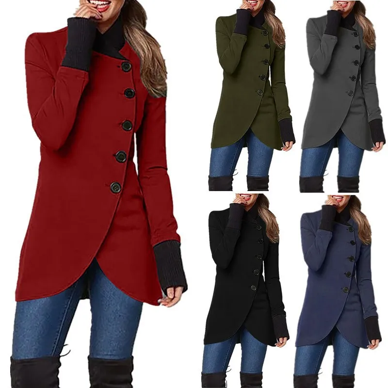 Veste Femme Élégante Patchwork Manteau Fente Ourlet en gros - Everful