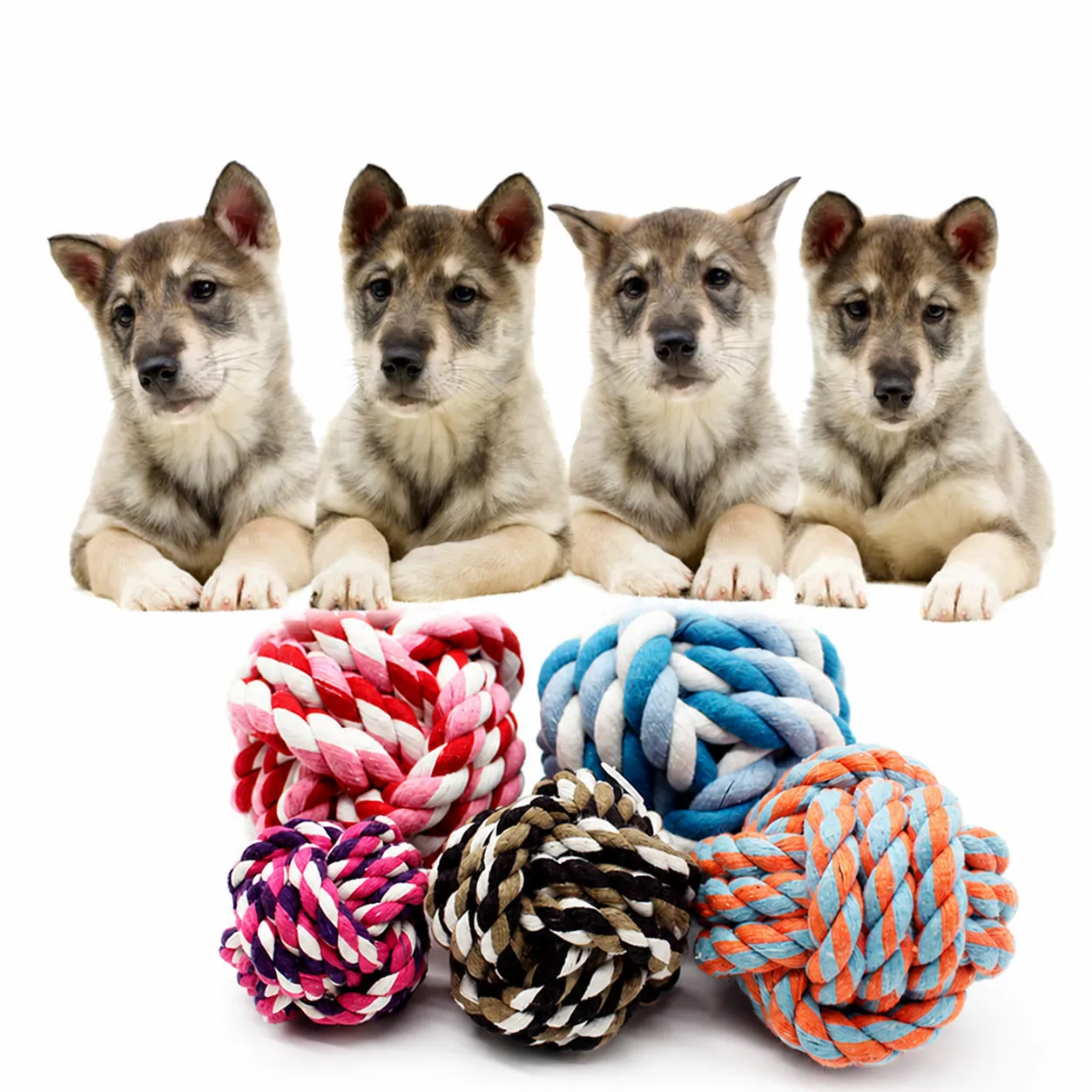 Jouet Interactif Pour Chien Balle En Corde De Cotone Balle En Caoutchouc Jouet À Mâcher Pour Animal De Compagnie Pour Nettoyage Des Dents Et Divertissement Quotidien