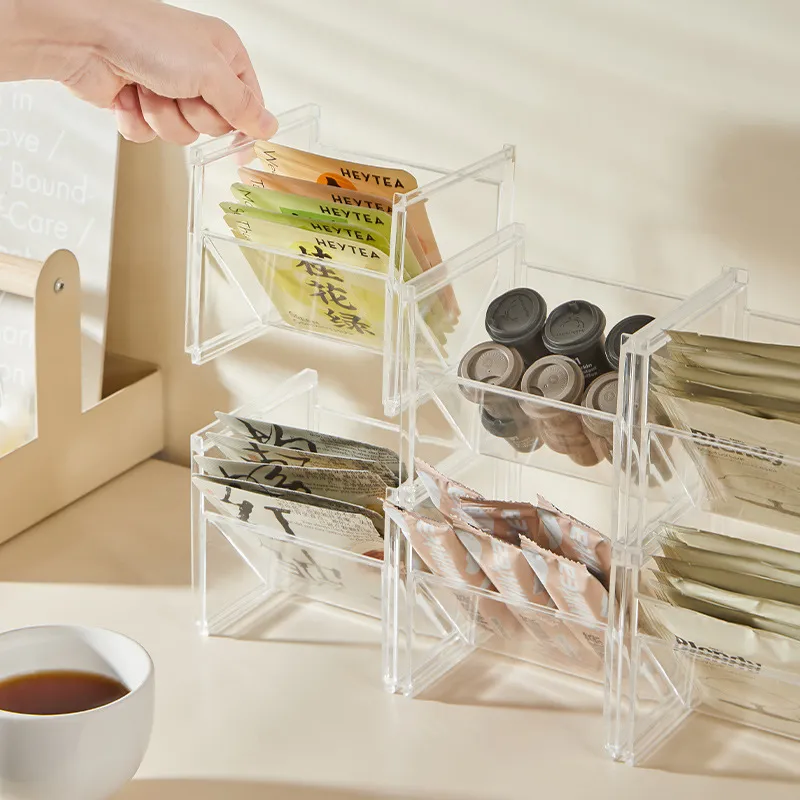 Transparente Acryl Teebeutel Aufbewahrungsbox Desktop Schubladen Organizer Kaffee Kapsel Halter Klare Speisekammer Aufbewahrungsbehälter