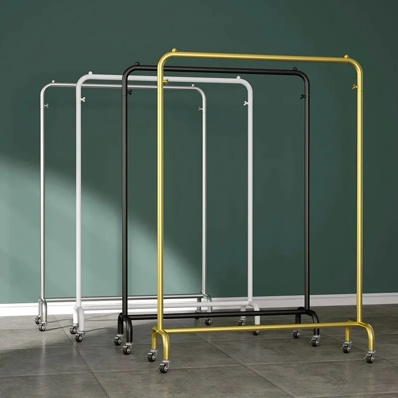 Modern Minimalistisch Metall Boden Kleiderständer Rollend Kleiderständer Robuste Mantelbügel Für Schlafzimmer Zuhause Organisation