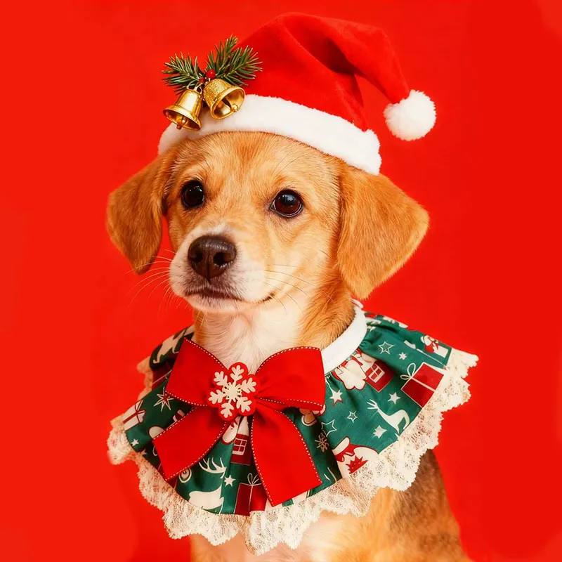 Weihnachten Haustier Lätzchen Dreiecksuch Festival Hund Katze Niedliche Schleife Feiertag Party Haustier Zubehör