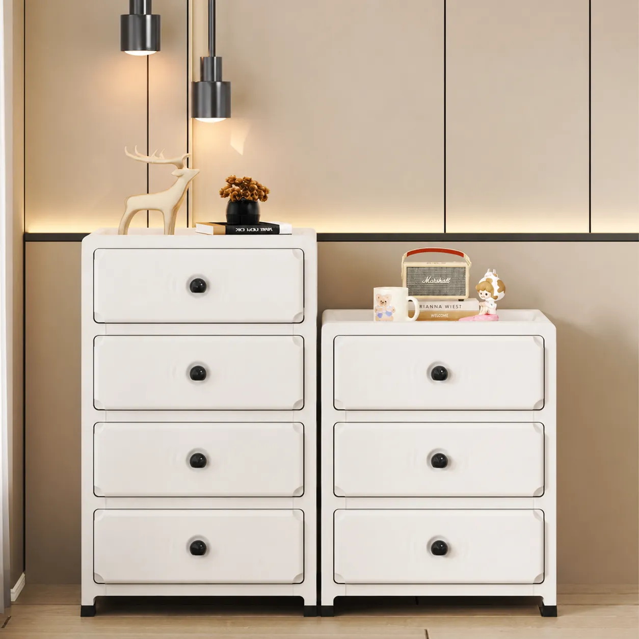Multilayer Plastic Storage Cabinet Bedside Table With Drawers Modern Minimalist Home Bedroom Organizer Rack Furniture