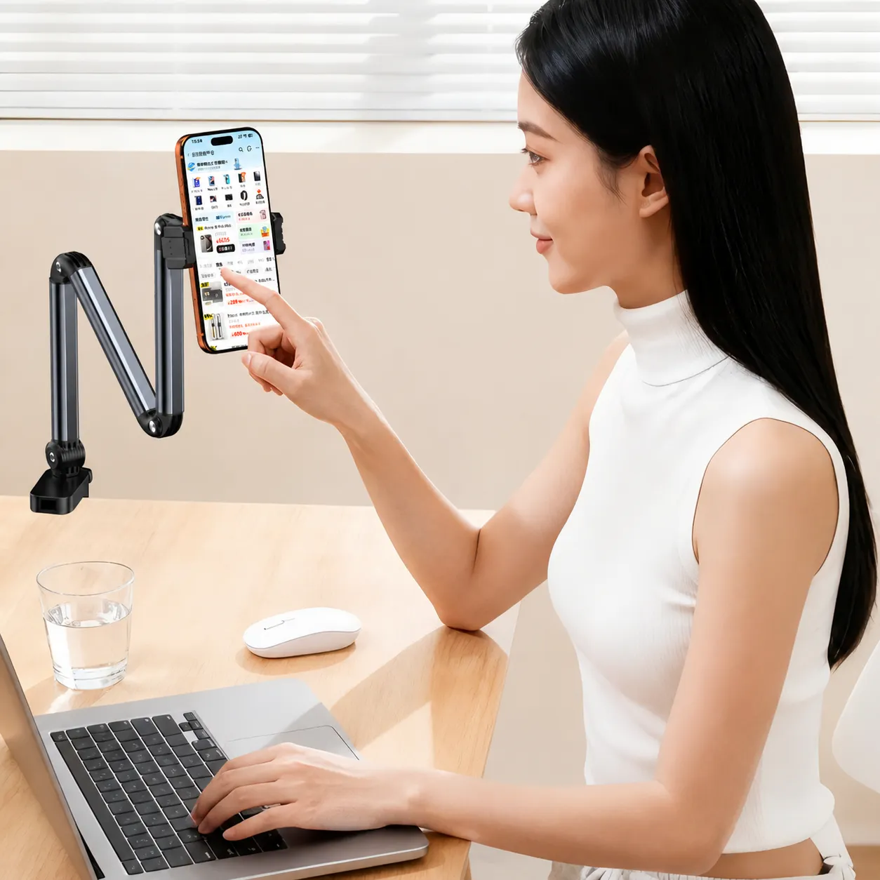 Aluminum Alloy Adjustable Flexible Cantilever Phone Tablet Stand Desktop Bedside Universal Mount Holder Bracket