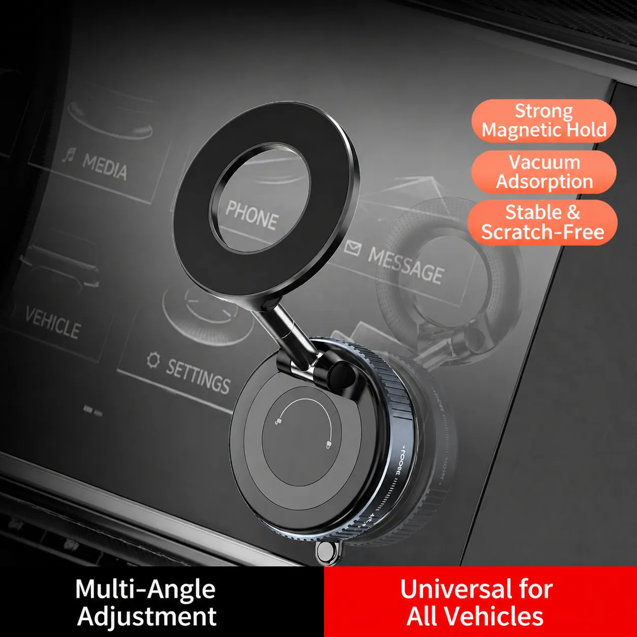 Supporto per Telefono da Auto Magnetico a Vuoto 360 Girevole Cruscotto Supporto Universale per Navigazione Auto