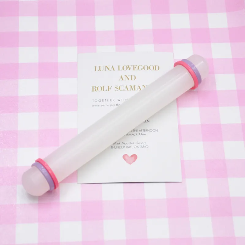 Transparent Plastic Clay Rolling Pin Non Stick Fondant Roller With Thickness Rings DIY Soft Pottery Craft Sculpting Tool