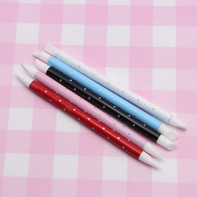 Silicone Sculpting Tools Clay Carving Pens Rhinestone Metal Handle Craft Modeling Utensils For Pottery And Nail Art