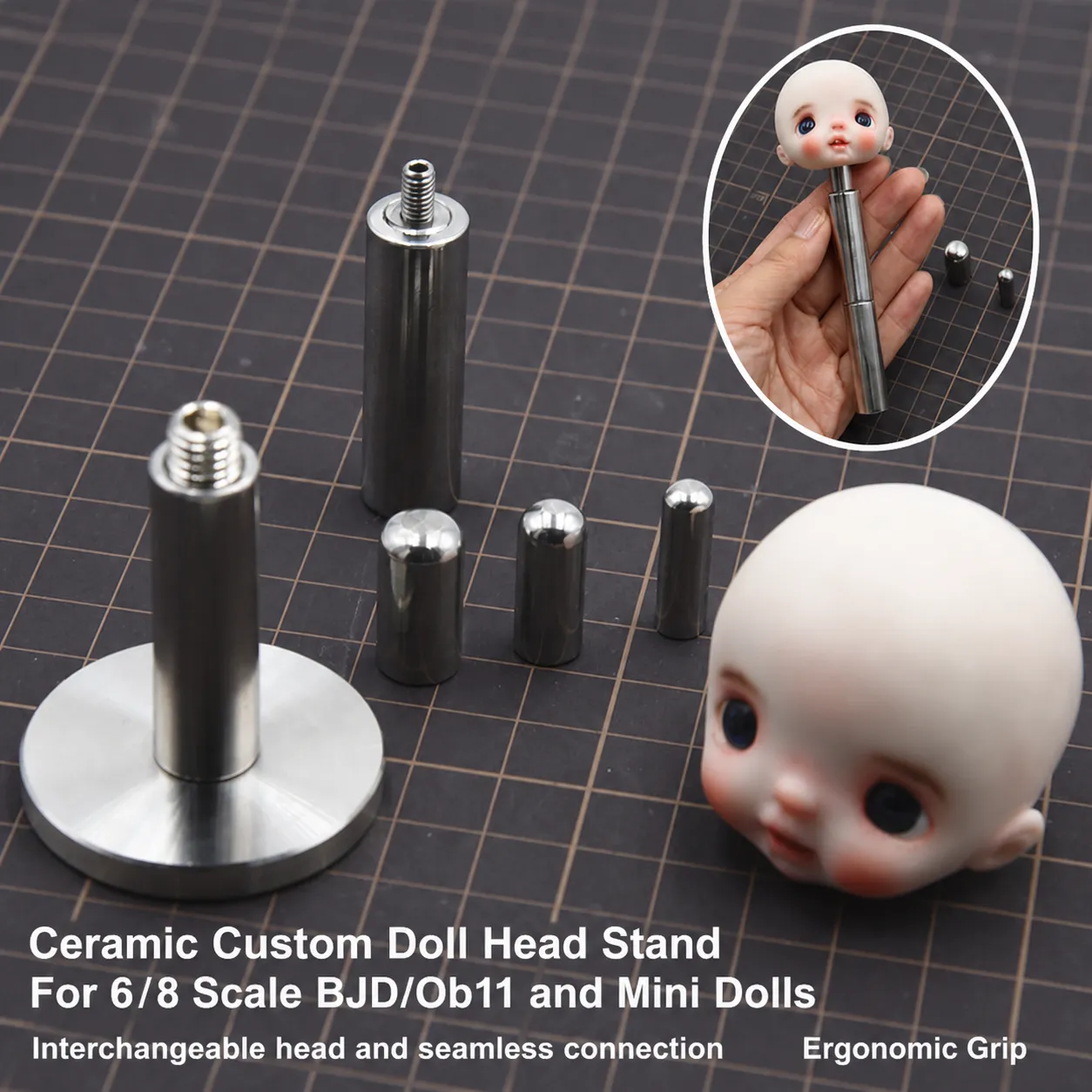 Support de Sculptage de Tête en Argile Support Métallique Cuisible pour Tête de Poupée OB11 Outil de Bricolage DIY