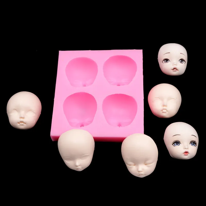 BJD Q Version Silicone Face Mold Soft Pottery Clay Face Mold DIY Craft Silicone Mold For Doll Making Craft Supplies
