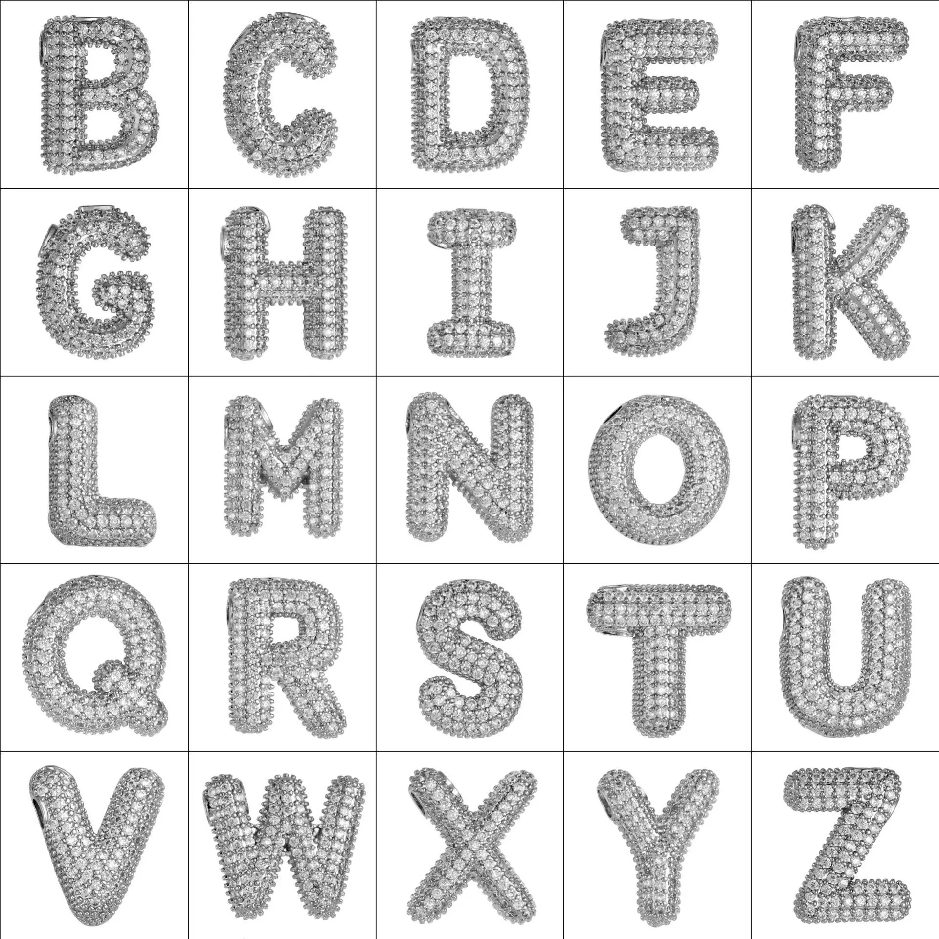 Luxus Mode Kupfer Strass Blase Buchstabe Anhänger Glänzender Kristall Alphabet Charm Für Damen DIY Schmuck
