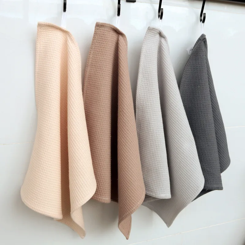 Chiffons à Vaisselle en Coton Tissage Gaufré Serviettes de Cuisine Absorbantes Torchon Carré Set Pour Maison