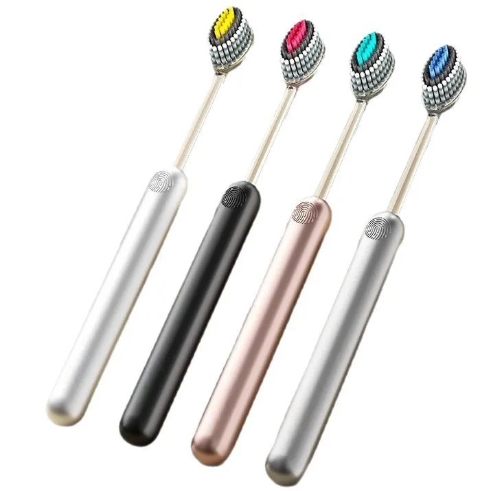 Brosse à Dents Adulte Tête Large Poils Spiraux Forme de Montagne Poils Souples Protection des Gencives Nettoyage Buccal Ensemble