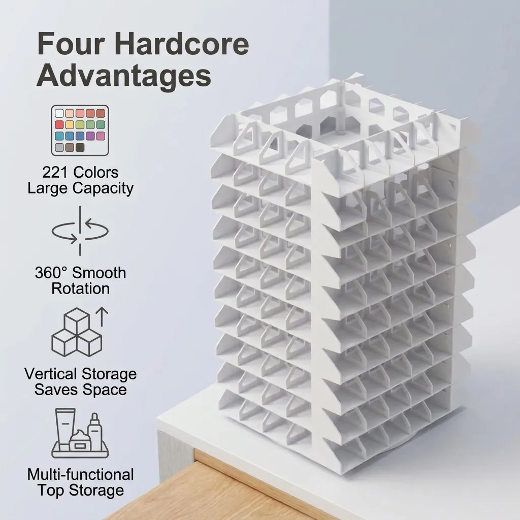 Rotating Perler Bead Storage Tower Multi Layer Organizer Rack For Craft Beads Clear Bottles Desktop Storage Stand Holder