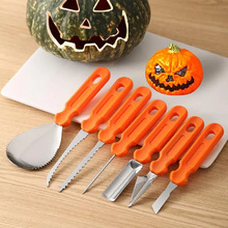 Halloween Kürbis Schnitzset Edelstahl Schnitzwerkzeuge Set Mit Orange Griffen Und Aufbewahrungstasche