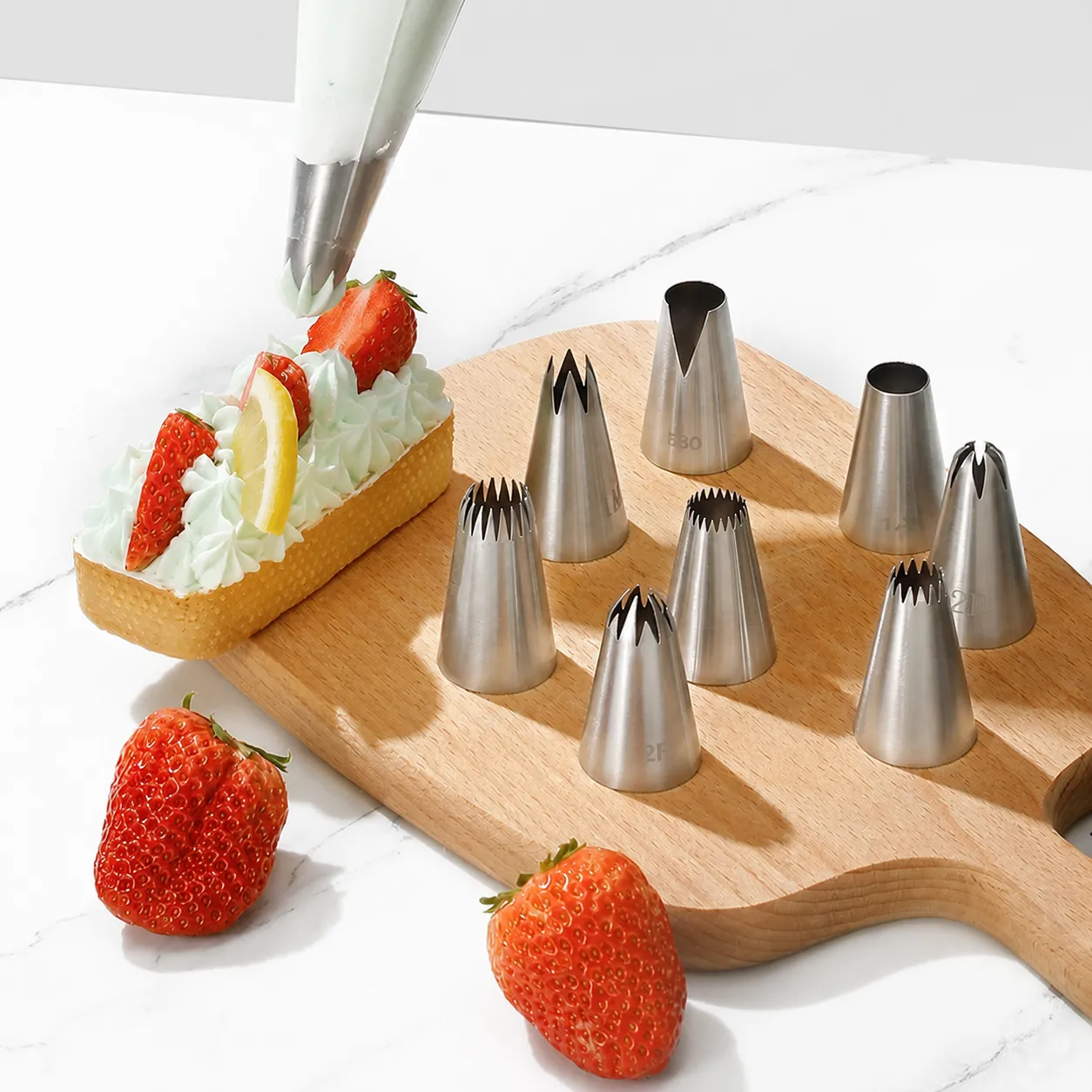 304 Edelstahl Nahtlos Verdickte Spritzbeutel Tüllen Set Küche Backwerkzeuge Für Kuchen Plätzchen Dekoration Konditorei