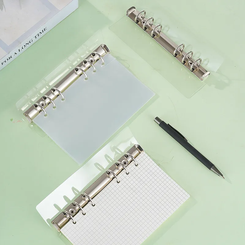 Transparent PVC Loose Leaf Binder Cover Side Insert Divider Handmade Notebook Inner Page Storage Clip Organizer