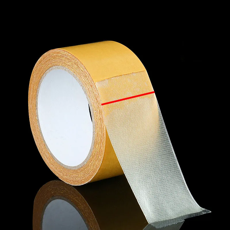 Strong Mesh Double Sided Tape Yellow High Viscosity Transparent Fabric Based Adhesive Tape For Carpet Mat Sofa Cushion Fixing