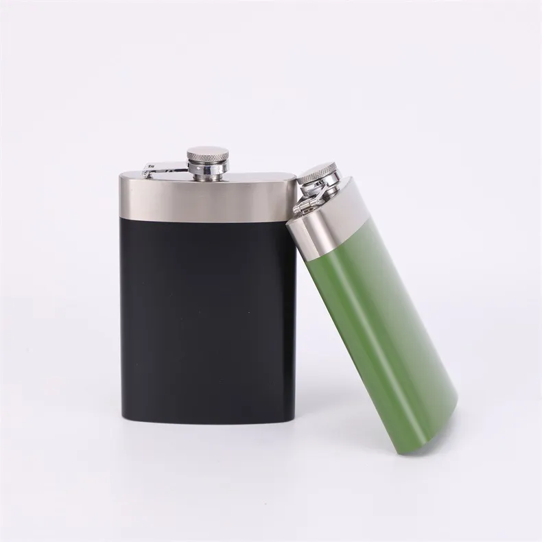 Portable 304 Stainless Steel Hip Flask Secure Captive Cap Matte Finish Pocket Flask For Outdoor Travel