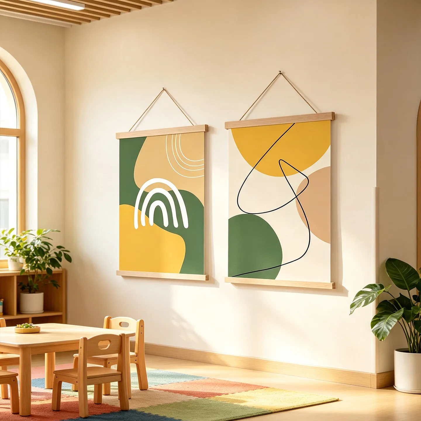 Nordic Abstract Geometric Scroll Painting Canvas Wall Art Modern Hanging Picture For Living Room Bedroom Home Decor