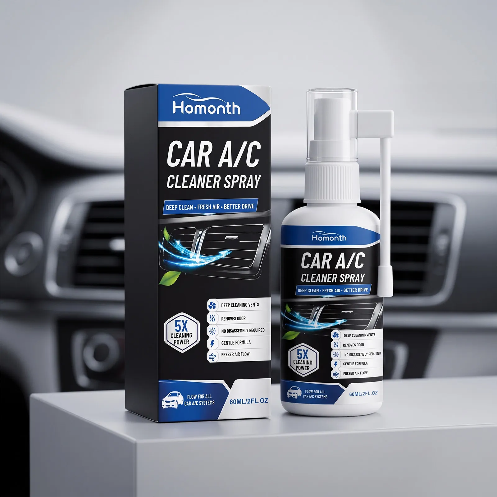 Car Air Conditioner Cleaner Spray Green Tea Scent Deep Cleaning Deodorizer Automotive Interior Maintenance