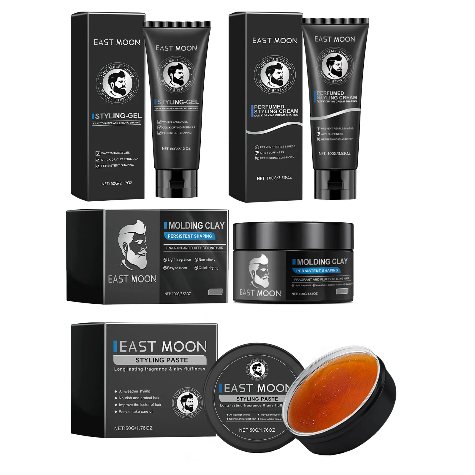 Cire Pommade Crème Gel Coiffant pour Hommes Tenue Forte Longue Durée Rafraîchissant Non Gras Produit de Soin Capillaire
