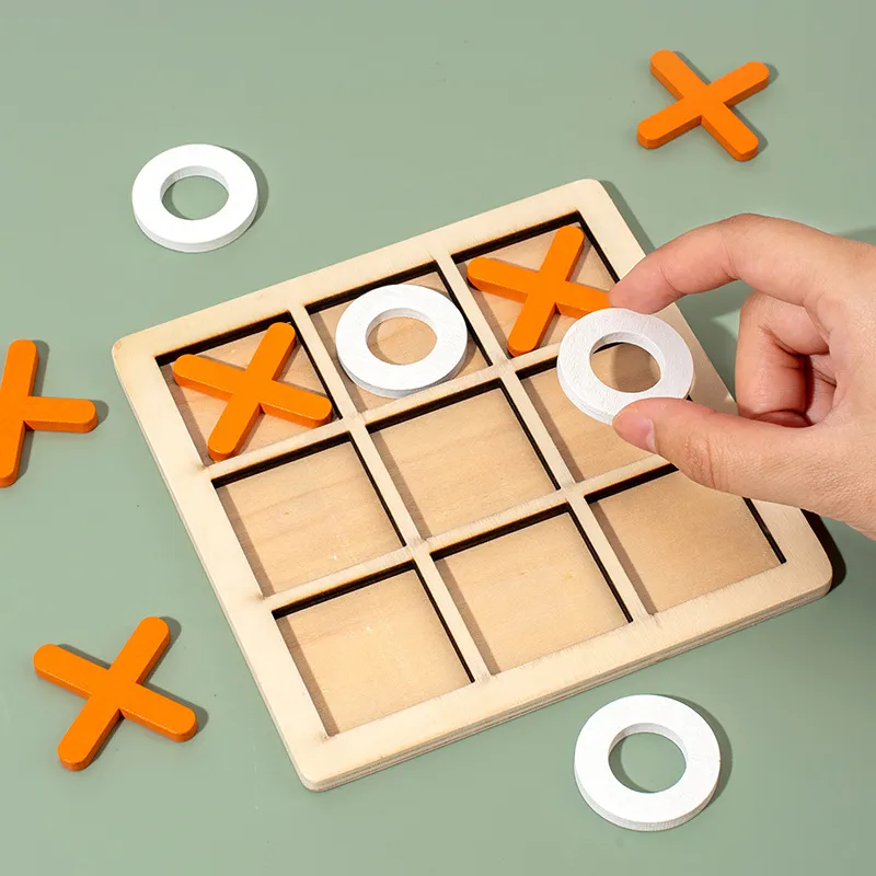 Hölzernes Tic-Tac-Toe-Brettspiel Pädagogisches Spielzeug Eltern-Kind Interaktives Tisch-Strategiespiel Familien-Puzzlespiel