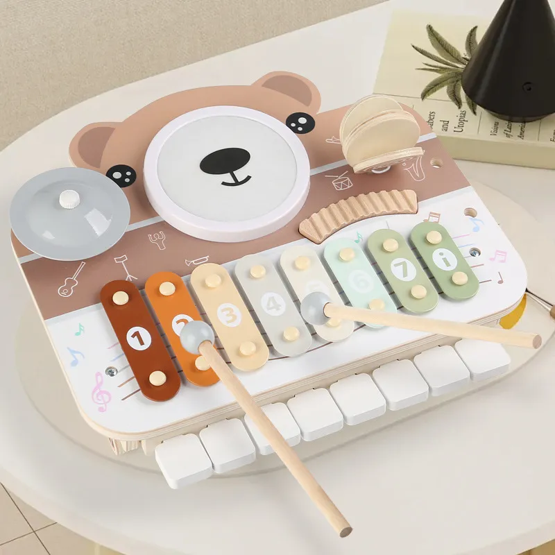 Wooden Musical Xylophone Piano Tapping Toy Multi-Functional Percussion Early Educational Learning Game For Toddlers Kids